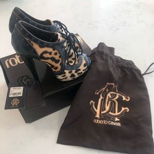 ROBERTO CAVALLI HEELS, leopard, crocodile skin